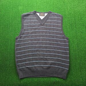Tommy Hilfiger Sweater Vest Mens XL Navy Blue‎ Pullover Striped Golf Vintage